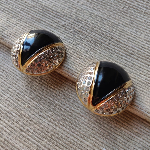 Valentino Vintage Earrings with Black Enamel and … - image 5