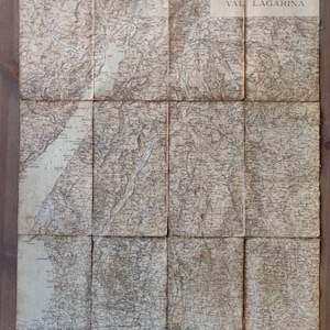 Antica carta militare su tela, primi del &#39;900, Val Lagarina