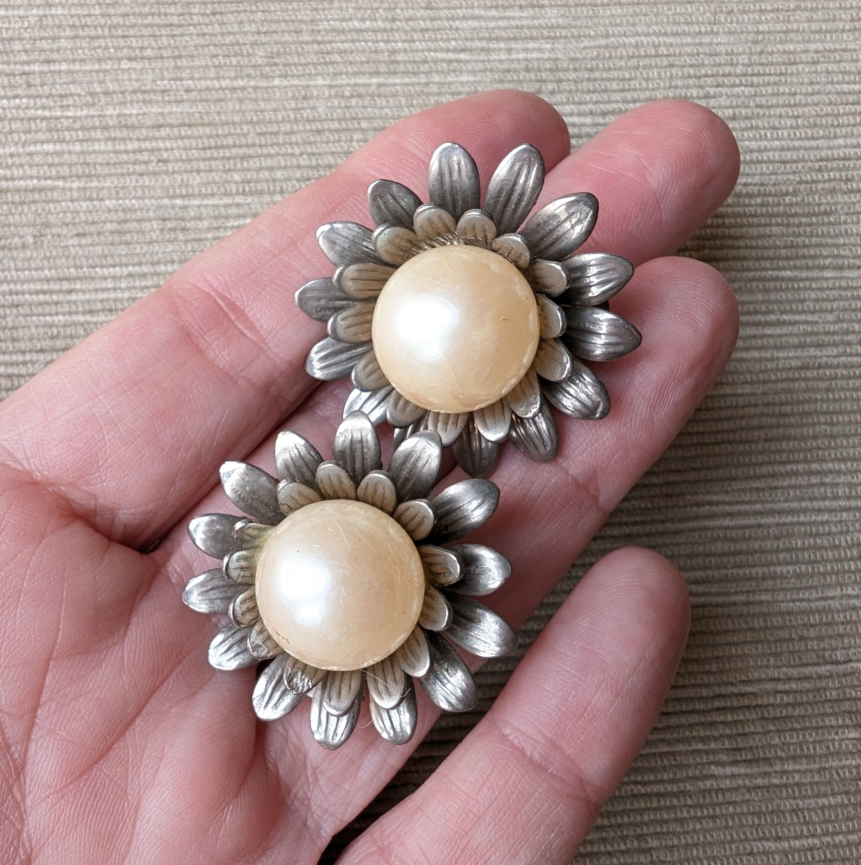 Orecchini A Goccia Lunghi Artigianali Con Fiori Giglio, Argento Placcato, Stile Vintage Chic