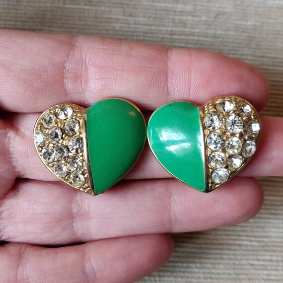 Boucles D'oreilles Vintage Années 80/90 Rectangulaires Avec Strass - Or, Fermoir à Clip