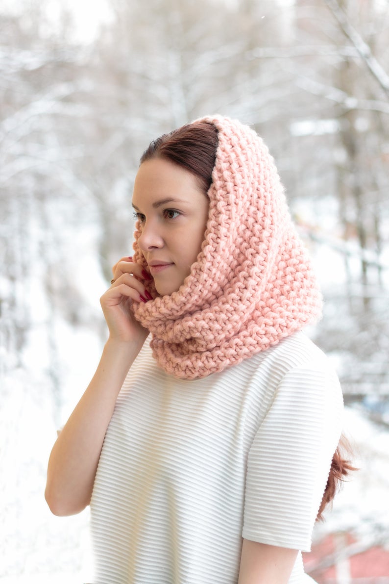 Snood Knit scarf Scarf women Knit Cowl Scarf Chunky Knit Etsy