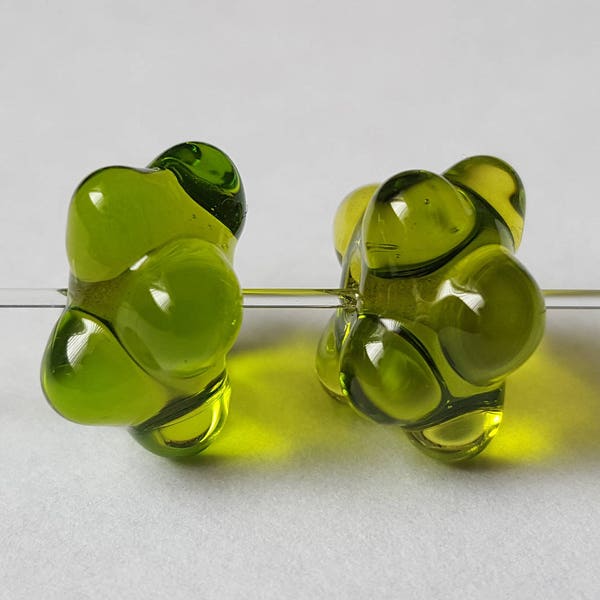 2pcs Small Murano Glass Beads Transparent Green Color Handmade jewelry