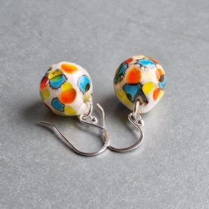 Oorbellen Veelkleurige stippen Muranoglas 925 sterlingzilveren haken Cadeau voor haar