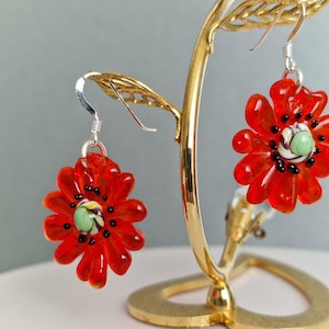Orecchini Pendenti Papavero In Argento 925 – Piccole Gocce TINY Poppys