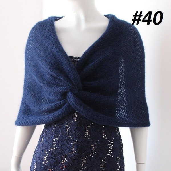 Navy blue shawl, Winter wedding shawl, Bridal cape, Bridal wrap, Bridal shrug, Bridal shawl, Romantic wedding shawl, Wedding bolero,