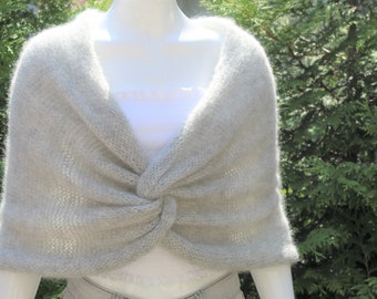 Gray shawl, Winter wedding shawl, Bridal cape, Bridal wrap, Bridal shrug, Bridal shawl, Romantic wedding shawl, Wedding bolero,Mohair cape