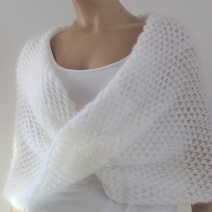Handgefertigtes Braut-Cape aus Mohair: Stricken Hochzeits-Schal Wrap