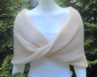 Handmade Mohair Blend Knit Bridal Capelet: Winter Wedding Shawl