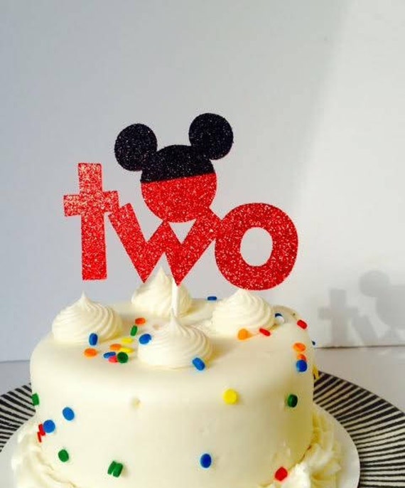 Mickey Mouse Birthday Cake Topper Any Age Birthday Cake Etsy