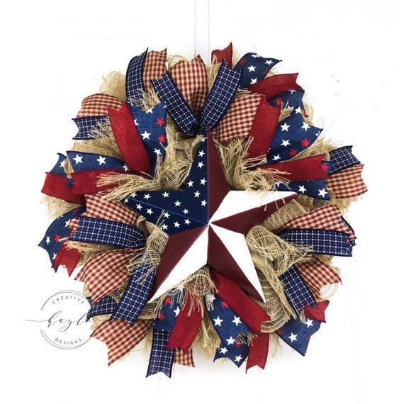 Americana Red White And Blue Wreath Patriotic Wreath 4th Of July Wreath Stars And Stripes Wreath Americana Decor Storm Door Wreath