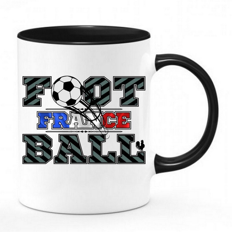 Mug Footballeur et Footballeuse Football France | Chope Mug Imprimé Foot Blanc Sport Football Couleu