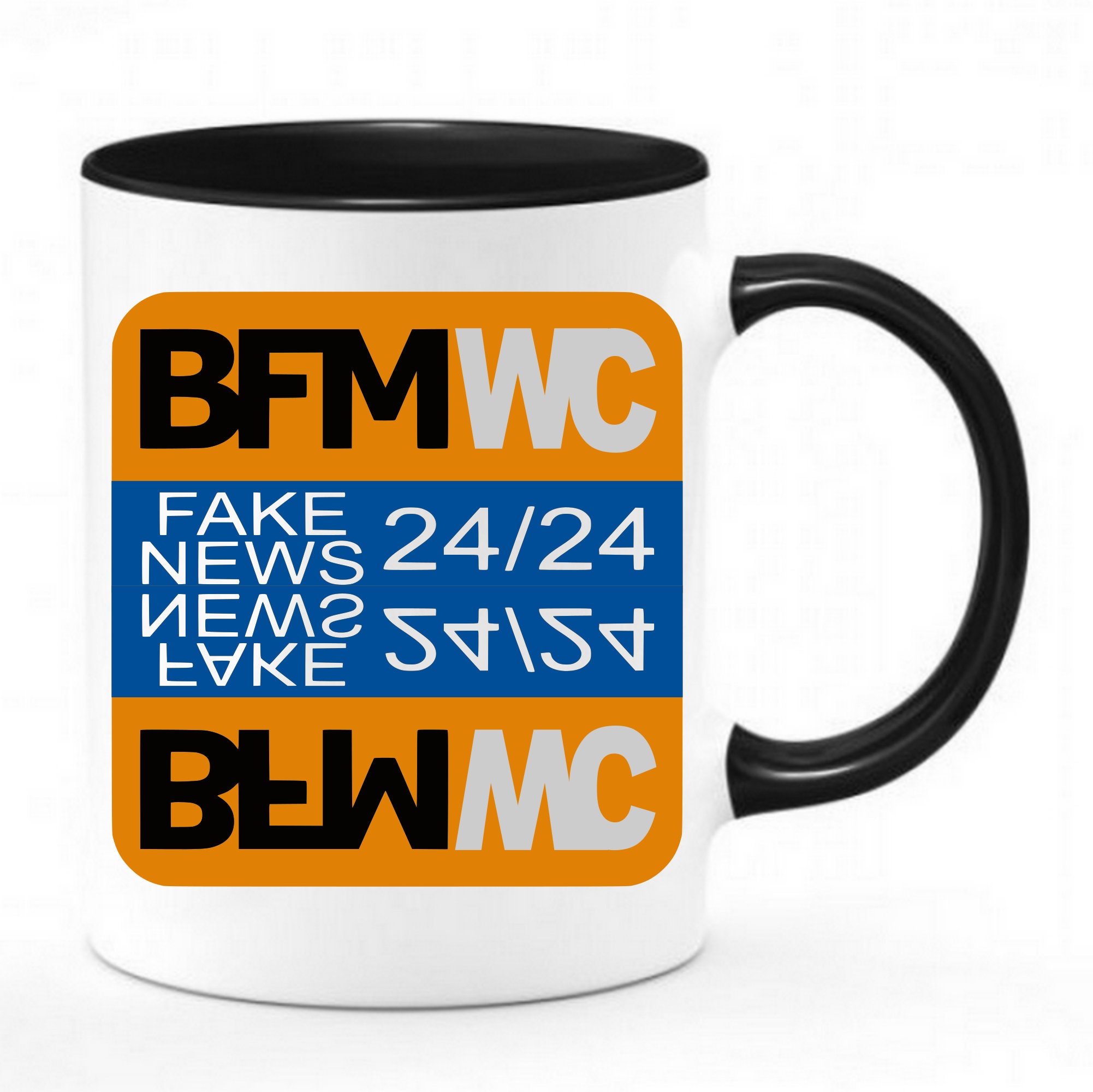 Mug Télé Poubelle Bfmwc - Fakes News 24/24 | Chope Mug Bicolor Anti Médias Mensonges 11Oz/325Ml