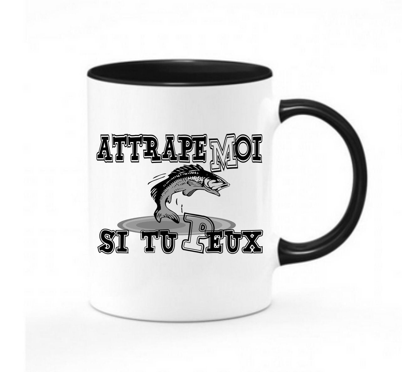 Mug Humour Pêcheur Attrape Moi Si Tu Peux | Chope Mug Bicolor Thème Pêche Film Culte - 11Oz/325Ml