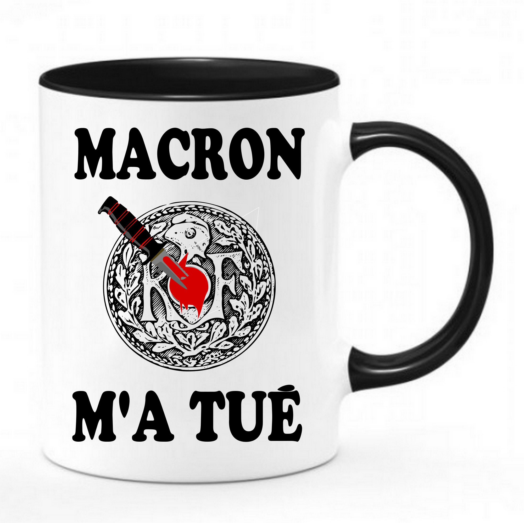 Mug Macron M'a Tue | Mug Bicolor Anti Système Macron Qui à Tué La République - 11Oz/325Ml