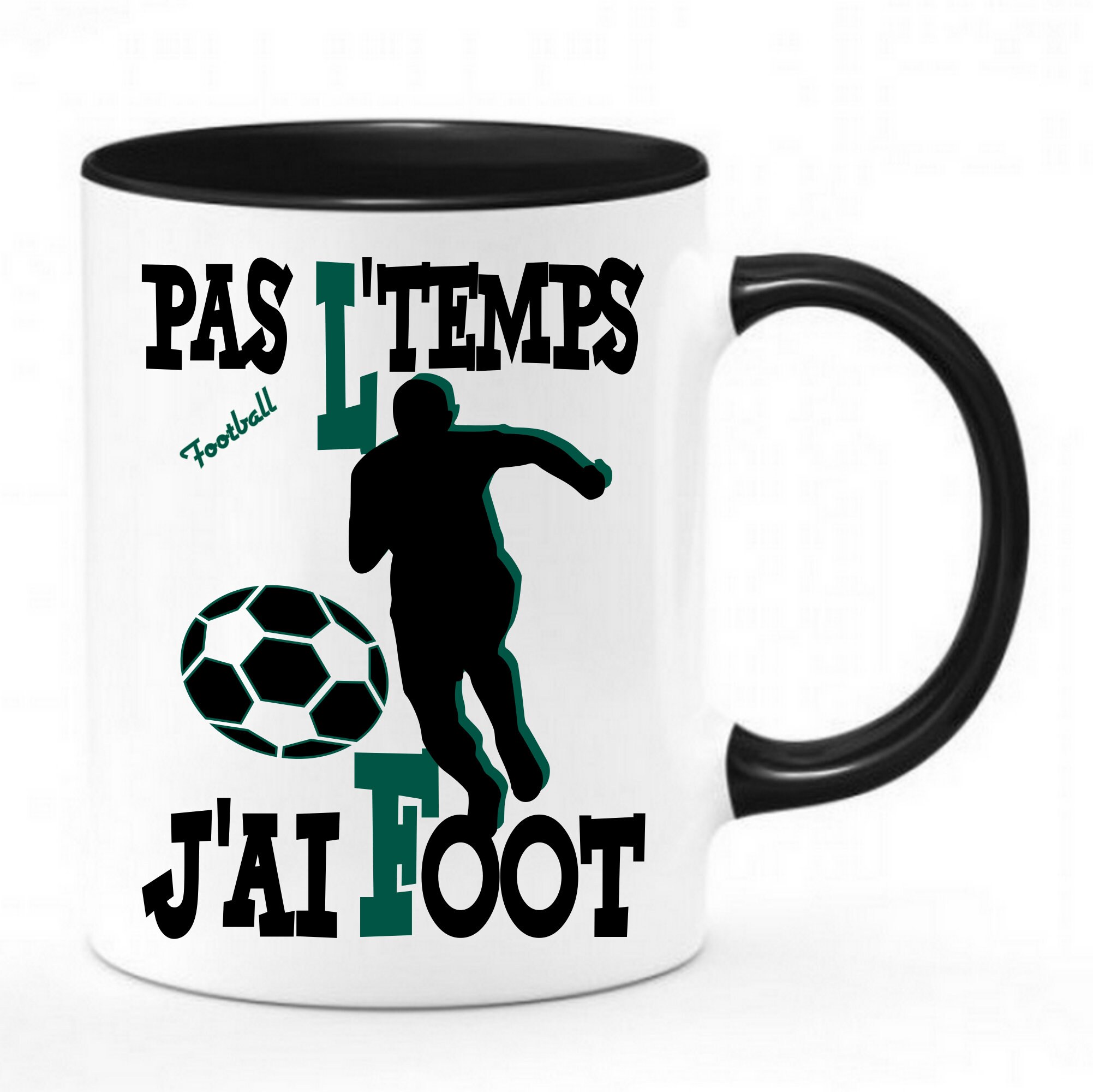 Tasse Mug Football Pas Ltemps J'ai Foot - Chope Bicolor Style Humour Mug Cadeau 11Oz/325Ml