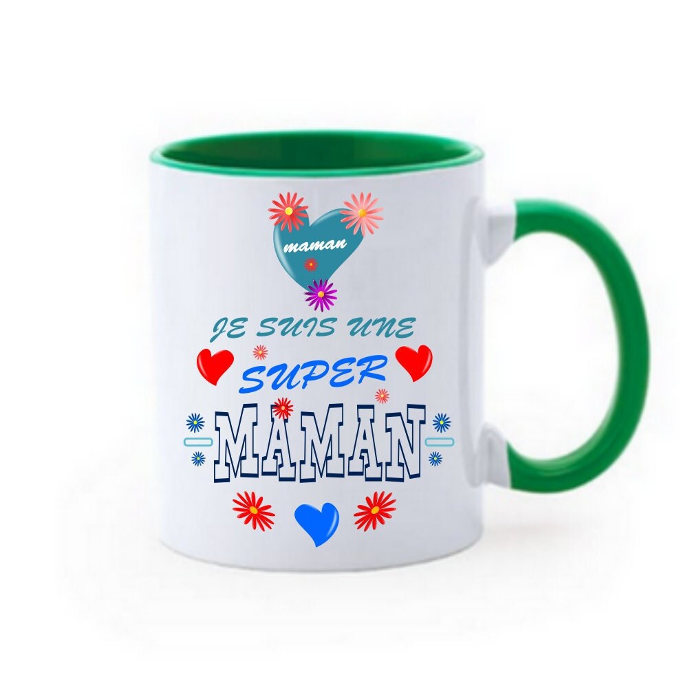 Chope Mug de Maman Je Suis Une Super Maman - Mug Tasse Bicolore Humour Cadeaux Fête Des Mères 11Oz/3