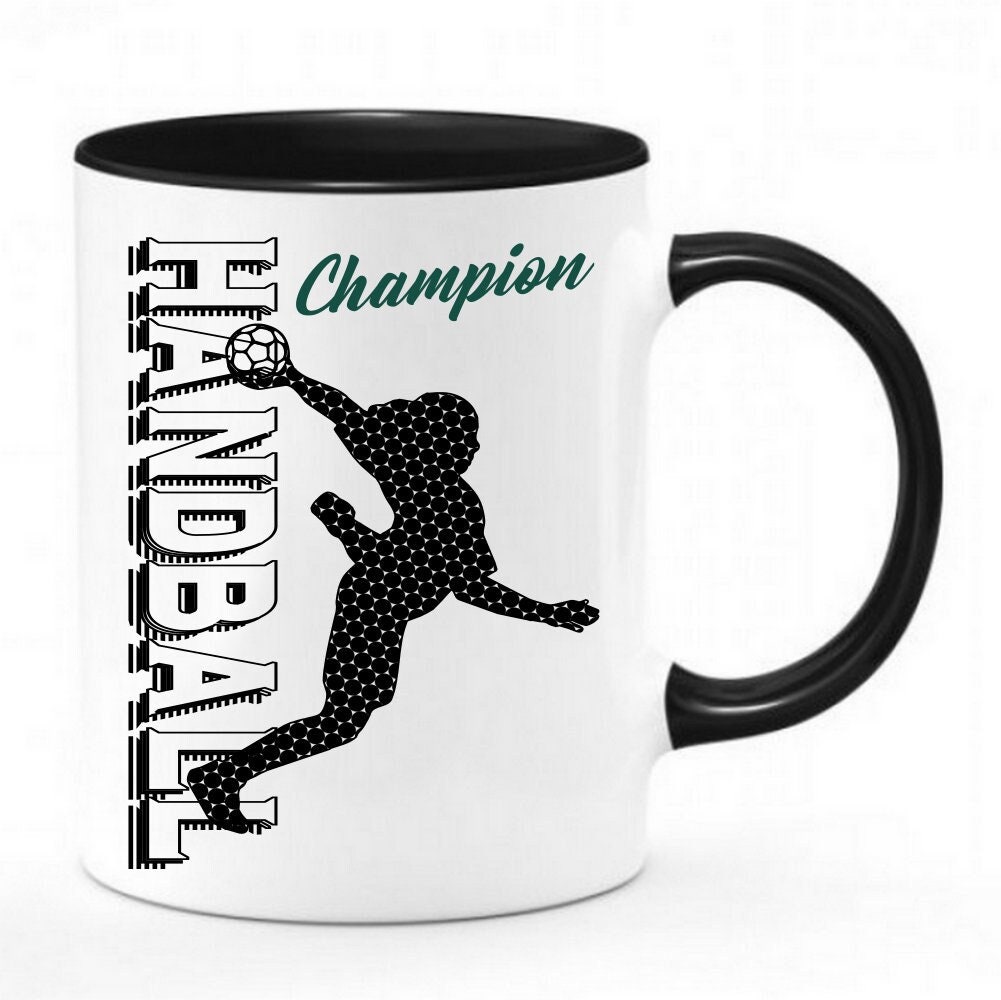 Mug Handballeuse & Hanballeur Champion | Tasse Mug Chope Bicolor Thème Handball - 11Oz/325Ml