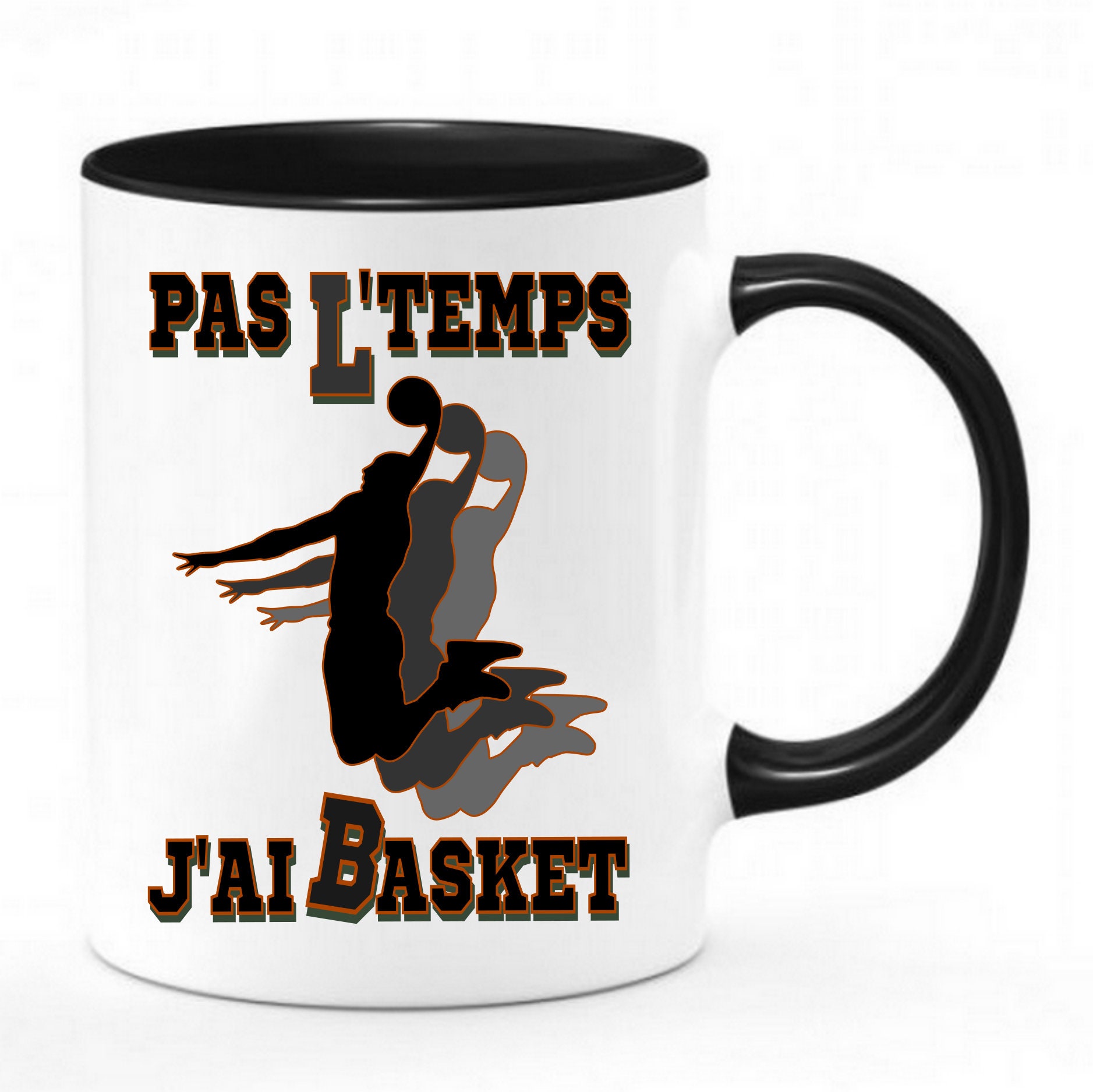 Mug Humour BasketballPas L'temps J'ai Basket - Chope Mug Tasse Bicolor Rigolo Du Basketteur et Baske