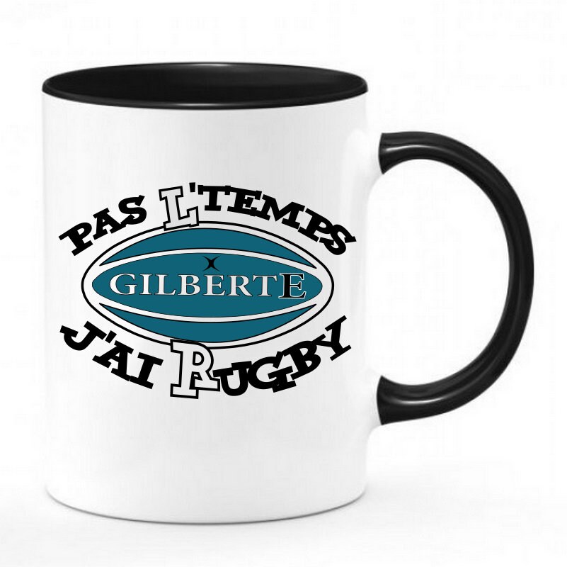 Chope Mug Humour Rugby Pas L'temps J'ai Rugby | Mug Tasse Bicolor Rugbyman Rugbywomen Catégorie - 11