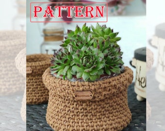 CROCHET PATTERN planter for flowers - pdf digital download. Pattern crocheted flower pot.