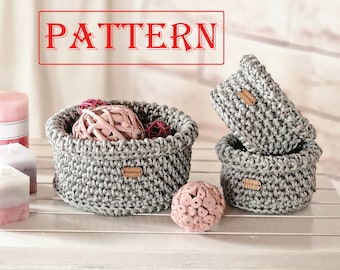 CROCHET PATTERN basket - pdf digital download. Pattern crochet cord basket. Crocher basket.
