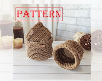 CROCHET PATTERN basket - pdf digital download. Pattern crochet cord basket.