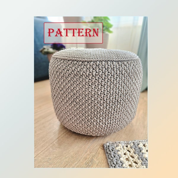 CROCHET PATTERN Floor Pouf - pdf digital download. Crochet poof pattern. Pattern crochet pouf ottoman.