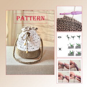 Crochet handbag  PATTERN. Crochetr bag - pdf digital download. Pattern crochet bag. Pattern crochet handbag. Pattern crochet summer bag.