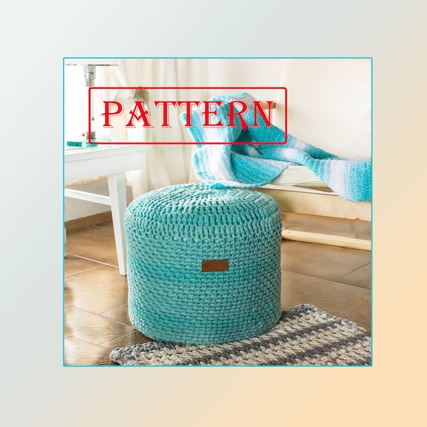 CROCHET PATTERN Floor Pouf - pdf digital download. Crochet pouf pattern.