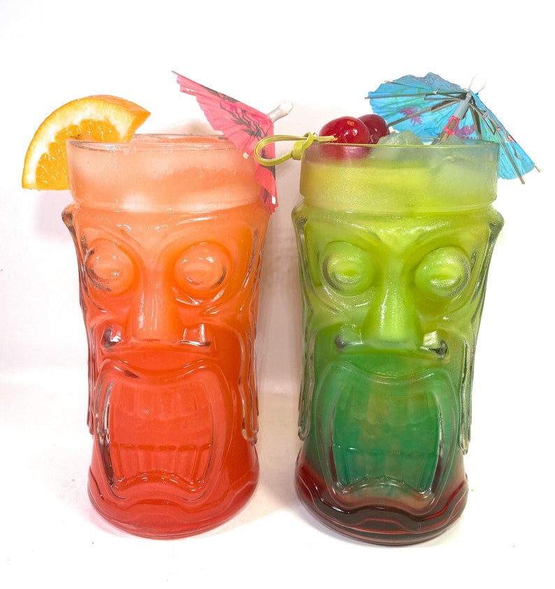 Tiki Glass Set of 2 Screaming 16oz Tiki Cooler Glasses Etsy