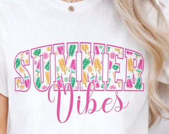 Summer Vibes PNG: Fruit Popsicles, Tropical Sublimation (Digital File