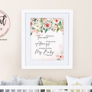 Floral Nursery Quote Print: Blush Pink Roses (Digital Download)