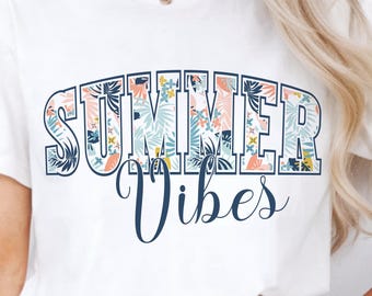 Tropical Summer Vibes PNG: Floral Navy Design (Digital File)