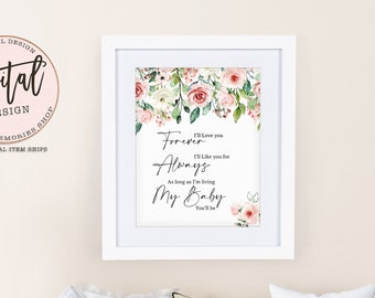 Floral Nursery Quote Print: Blush Pink Roses (Digital Download)