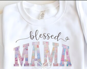 Blessed Mama & Nana PNG Bundle, Quilt Pattern Sublimation Designs, 4 PNG Files, 300dpi Digital Download, Mom and Grandma Shirt Graphics