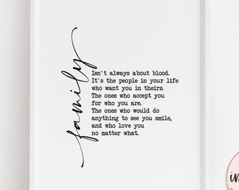 Family Quote Printable  Digital Wall Art Download  Neutral Minimalist Decor Gift for Loved One