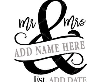 Mr. and Mrs. Split Monogram SVG: Wedding Name Sign (Digital Files)