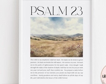 Psalm 23 Wall Art, Vintage Christian Scripture Print (Digital Download)