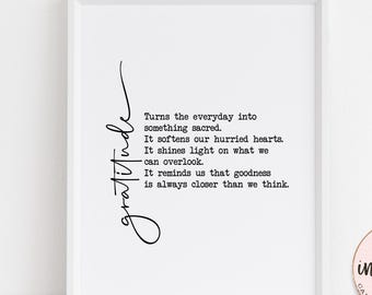 Gratitude Wall Art Printable, Inspirational Quote Print, Typewriter Font Decor, Minimalist Gratitude Quote, Digital Download
