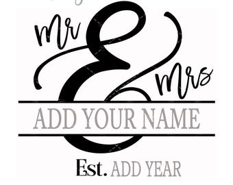 Mr. and Mrs. Split Monogram SVG: Wedding Name Sign (Digital Files)