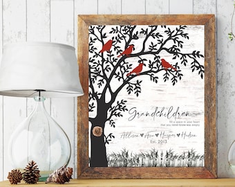 Grandchildren Family Tree, Personalized Family Tree with Grandchildren's Names, Grandma & Grandpa Gift, Grandkids Fill A Space In Your Heart