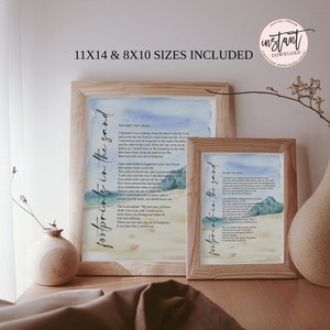 Empreintes de pas dans le sable à imprimer, aquarelle océan, prière d&#39;art mural chrétien, cadeau religieux, prière d&#39;art mural chrétien, citation d&#39;empreintes de pas
