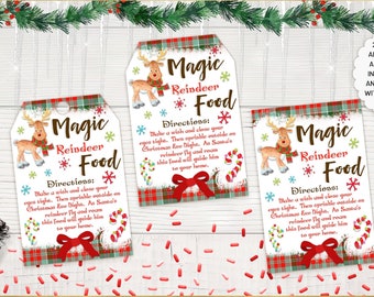 Magic Reindeer Food Card Tag , Reindeer Bait Printable Food Tag, Magic Reindeer Gift Tag PNG, Magical Reindeer Food, Instant Download