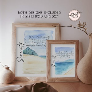 Serenity Prayer Printable: Ocean Watercolor Wall Art (Digital Download)