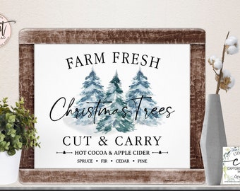 Vintage Christmas Tree Sign, Farm Fresh Holiday Decor (Digital Download)