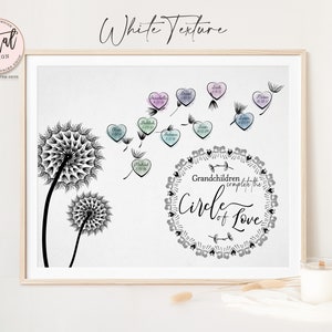 Grandchildren Sign, Personalized Grandkids Sign with Names, Custom Gift for Grandparents, PRINTABLE Digital File, Dandelion Hearts with Name