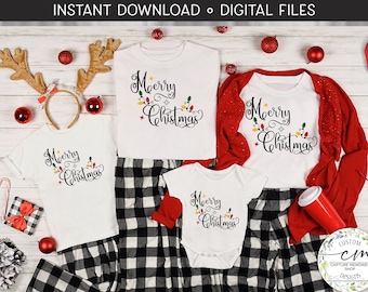 Merry Christmas Lights SVG, Shirt Cut Files (Digital Download)