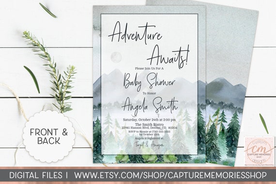 Adventure themed sales baby shower invitations