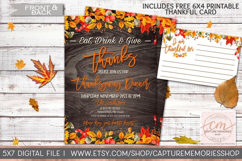 Thanksgiving Invitation, Printable Thanksgiving Invite, Friendsgiving Invitation, Tumble Leaves, Rustic Thanksgiving, Printable Thanksgiving photograph relating to Printable Thanksgiving Invitations called Thanksgiving Invitation, Printable Thanksgiving Invite, Friendsgiving Invitation, Slide Leaves, Rustic Thanksgiving, Printable Thanksgiving