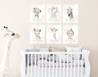 Watercolor Safari Animal Prints: Nursery Wall Decor (Digital Download)